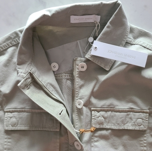 Jonathan Simkhai Maggie Twill Jacket, Size 6, Sage, NWT - Picture 14 of 16